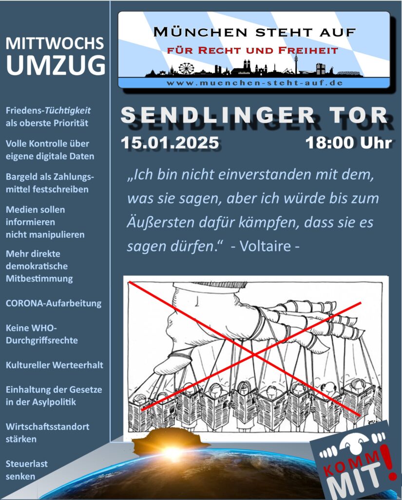 Mittwochsumzug 15.1.2025 18:00 Sendlinger Tor