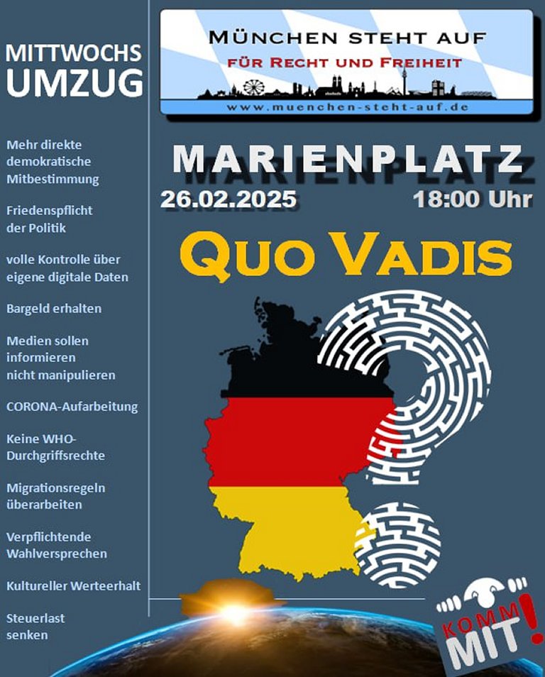 Mittwochsumzug 26.2.2025 18:00 Marienplatz