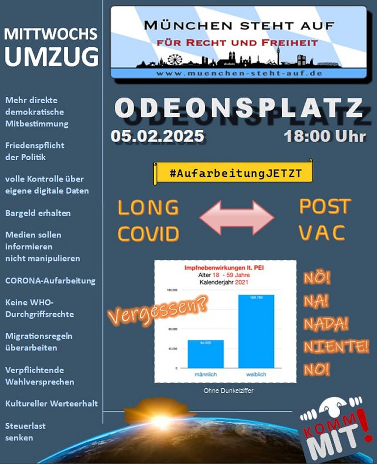Mittwochsumzug 5.2.2025 18:00 Odeonsplatz