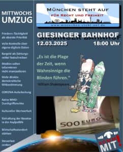 Mittwochsumzug 12.3.2025 18:00 Giesinger Bahnhof