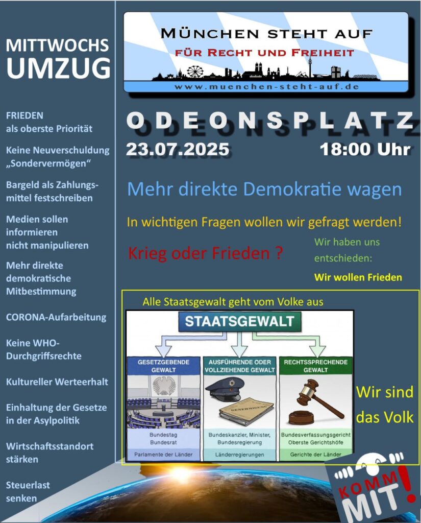 Mittwochsumzug 23.7.2025 18:00 Odeonsplatz