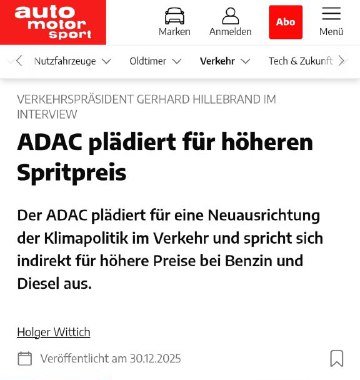 ADAC-Präsident für höhere Spritpreise