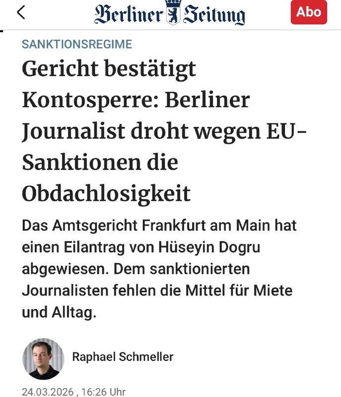 Auswirkungen von Sanktionen auf in der EU-Lebende am Beispiel Hüseyin Dogru