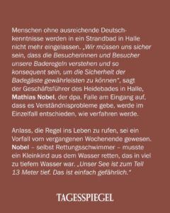 Sprachkenntnisse beim Baden