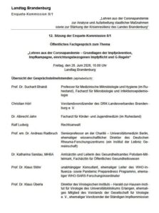 Prof. Bhakdi @ Enquete Kommission Brandenburg