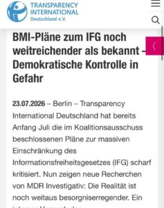 BMI-Pläne zum IFG noch weitrechender als bekannt