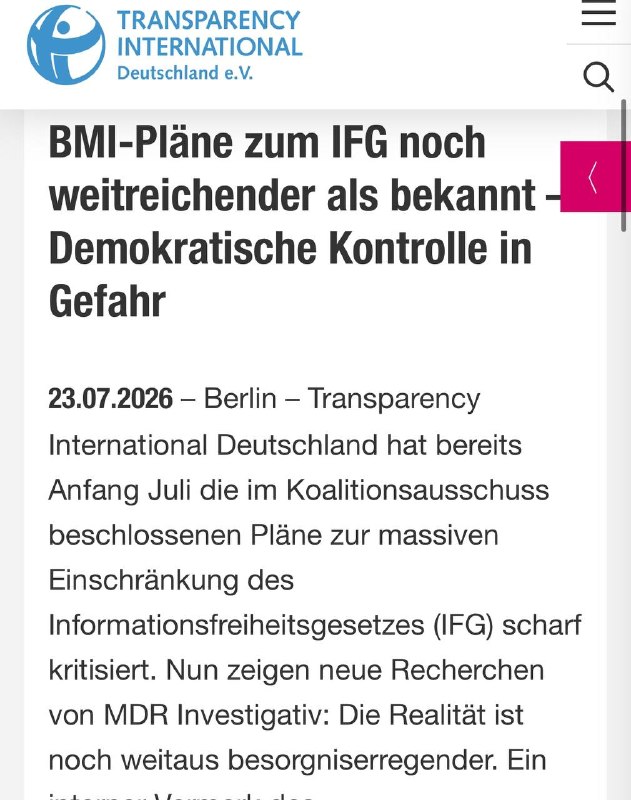 BMI-Pläne zum IFG noch weitrechender als bekannt