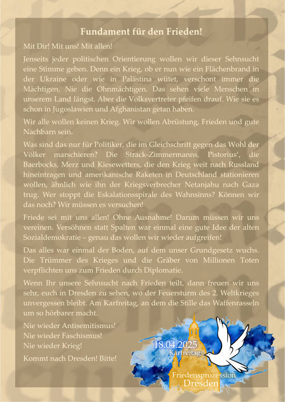 Friedensprozession Dresden 18.4.2025