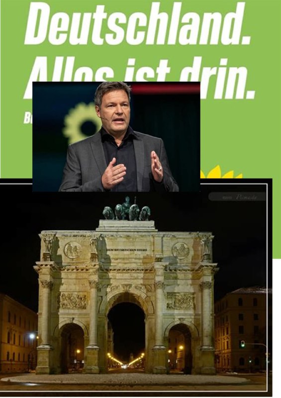 Habeck-Werbung auf dem Siegestor
