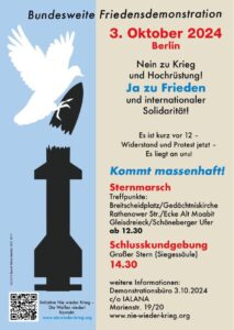 Nie wieder Krieg Berlin - Demo am 3.10.2024