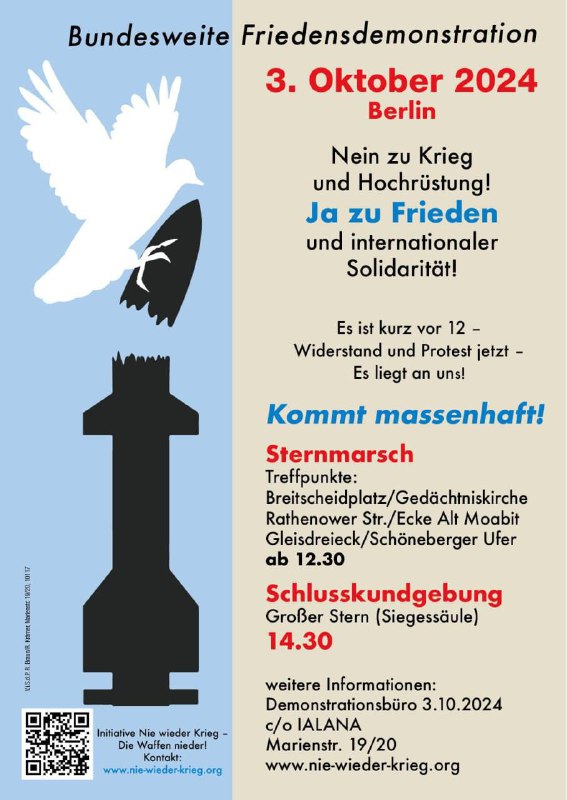 Nie wieder Krieg Berlin - Demo am 3.10.2024